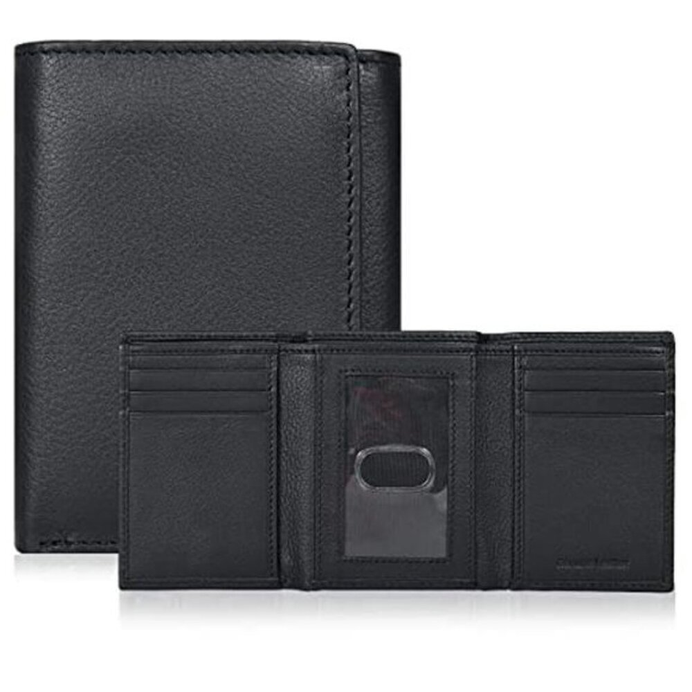 Slim Trifold Wallet for Men RFID Blocking Leather